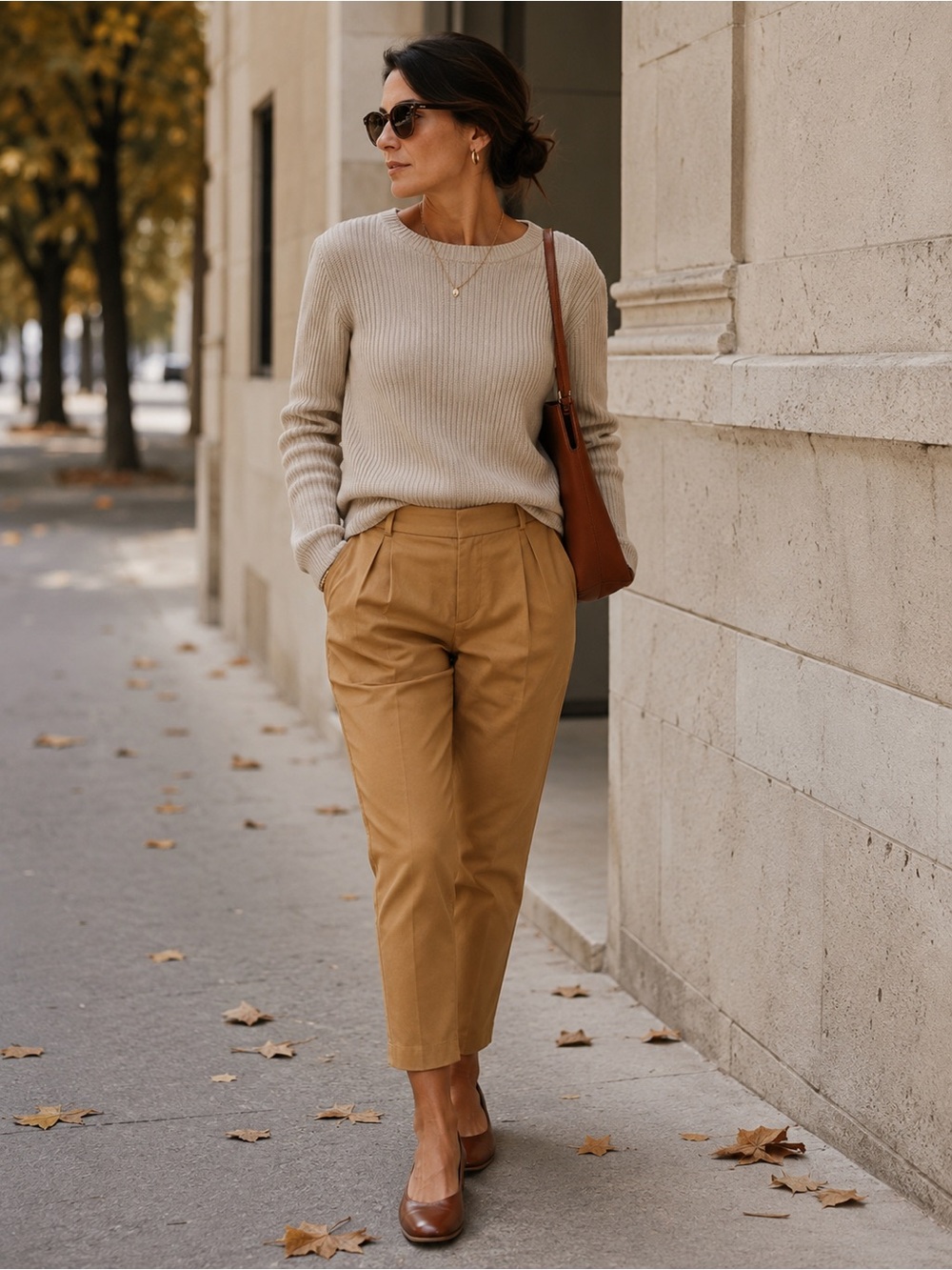 Metiseko Organic Cotton Pants Camel Medium Minimalist Casual Travel Trousers